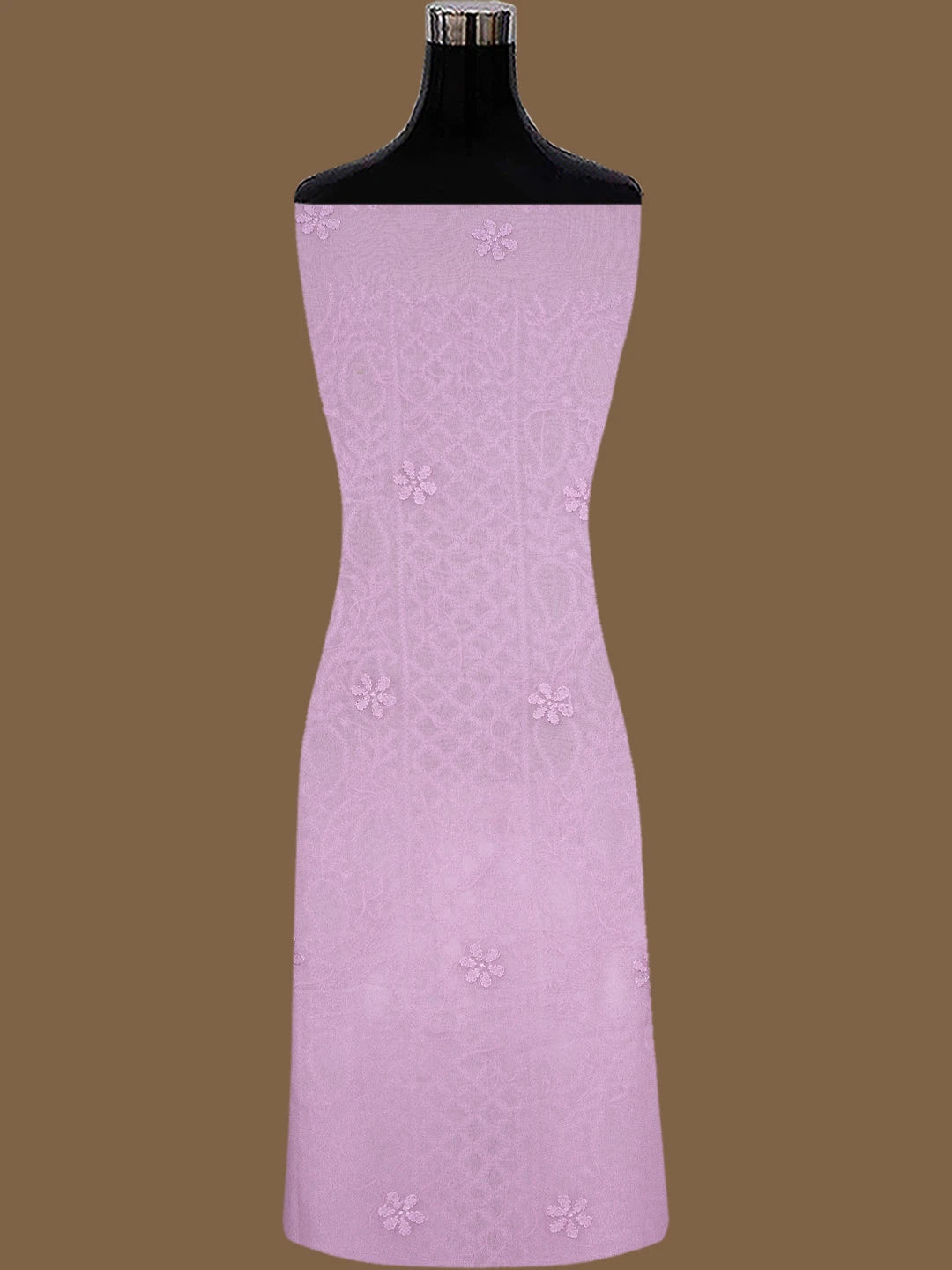 Ada Hand Embroidered Lilac Purple Viscose Georgette Lucknowi Chikankari Unstitched Kurta Dupatta Set 01A811756