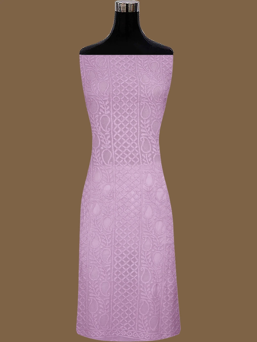 Ada Hand Embroidered Lilac Purple Viscose Georgette Lucknowi Chikankari Unstitched Kurta Dupatta Set 01A811756