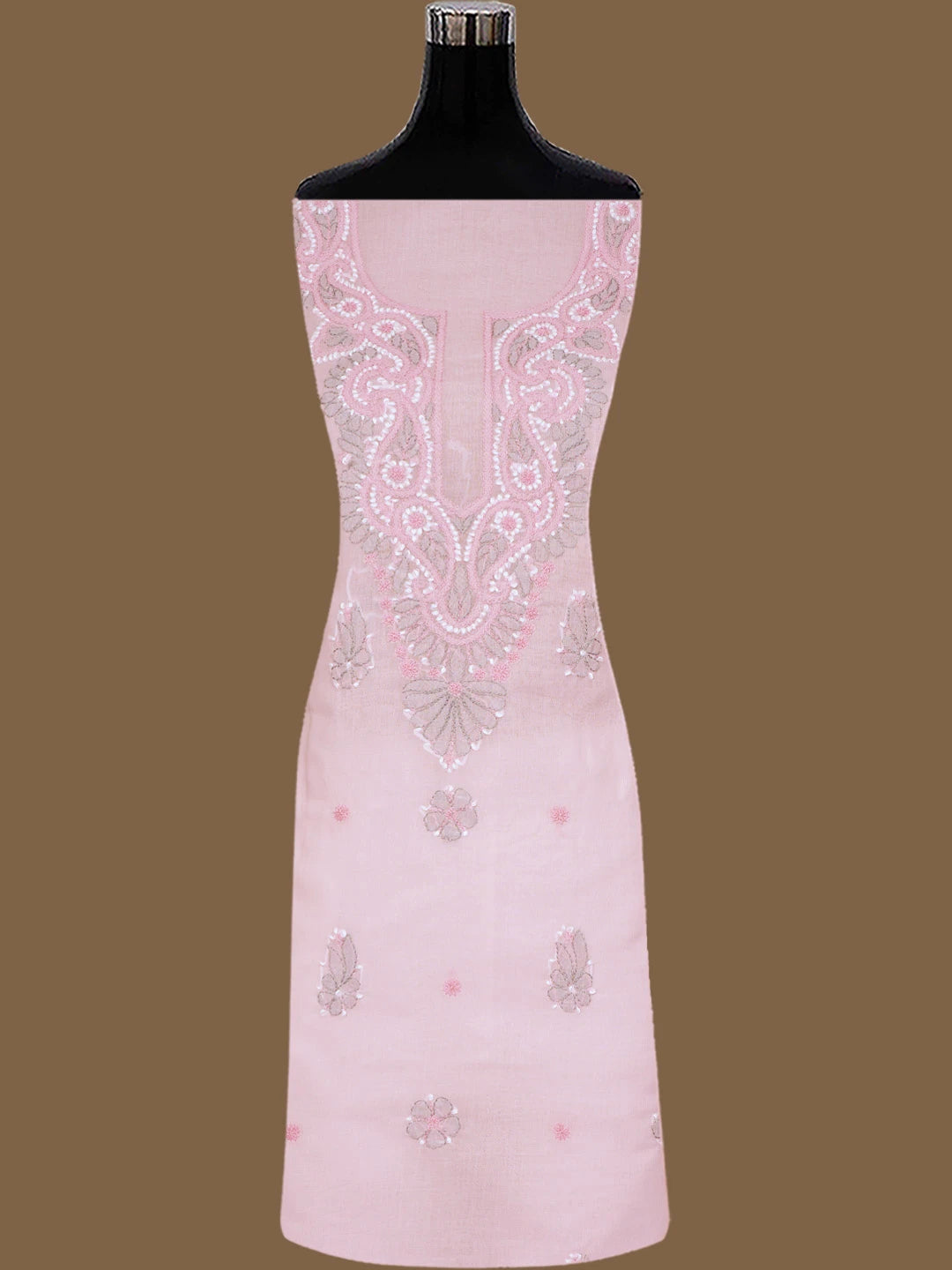 Ada Hand Embroidered Pink Cotton Lucknowi Chikankari Unstitched Suit Piece 08A500536