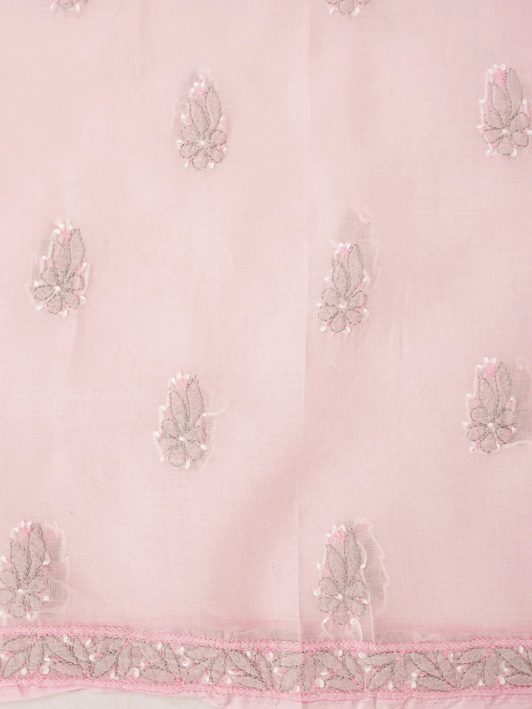 Ada Hand Embroidered Pink Cotton Lucknowi Chikankari Unstitched Suit Piece 08A500536
