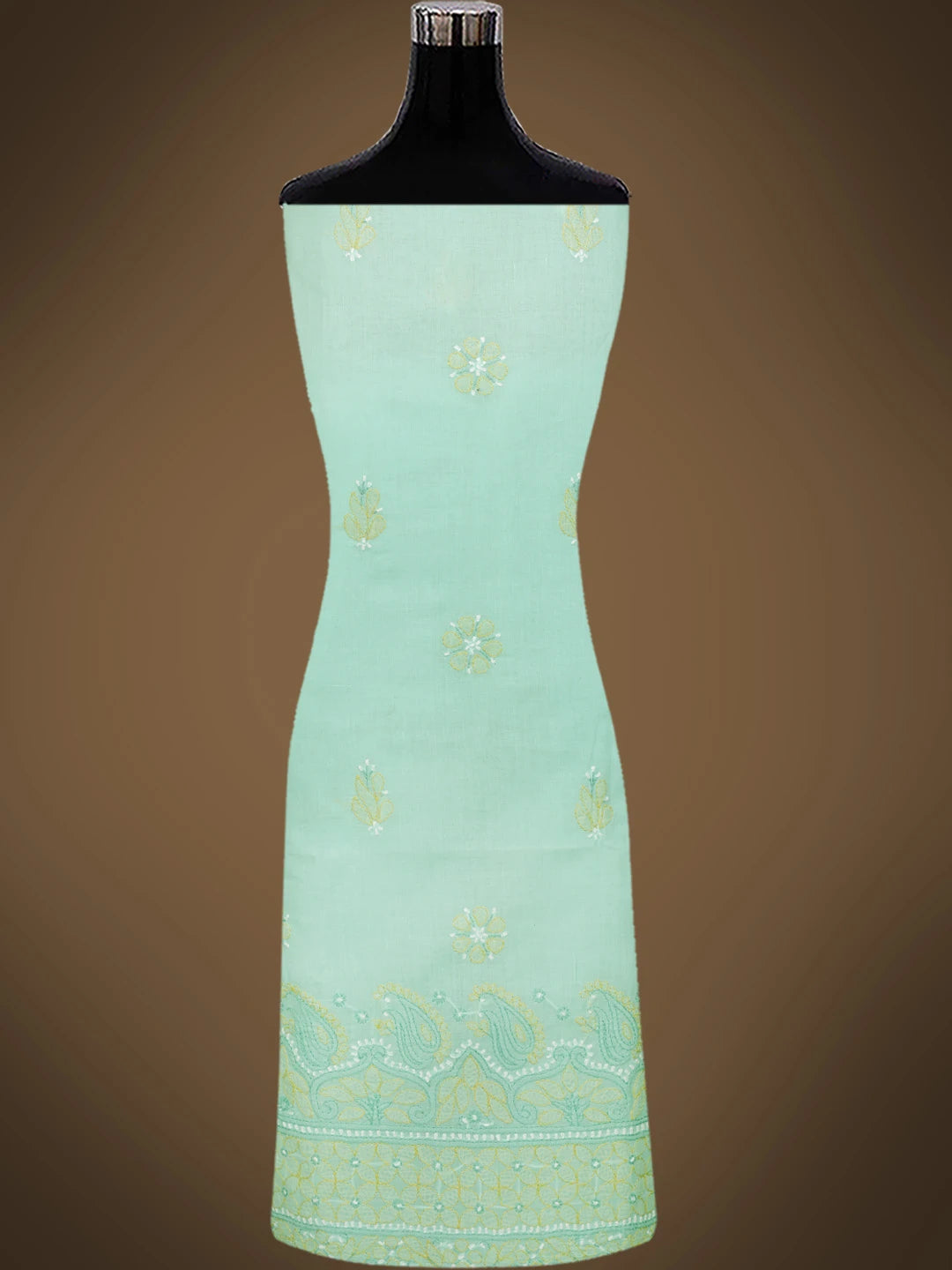 Ada Hand Embroidered Sea Green Cotton Lucknowi Chikankari Unstitched Suit Piece 01A819234