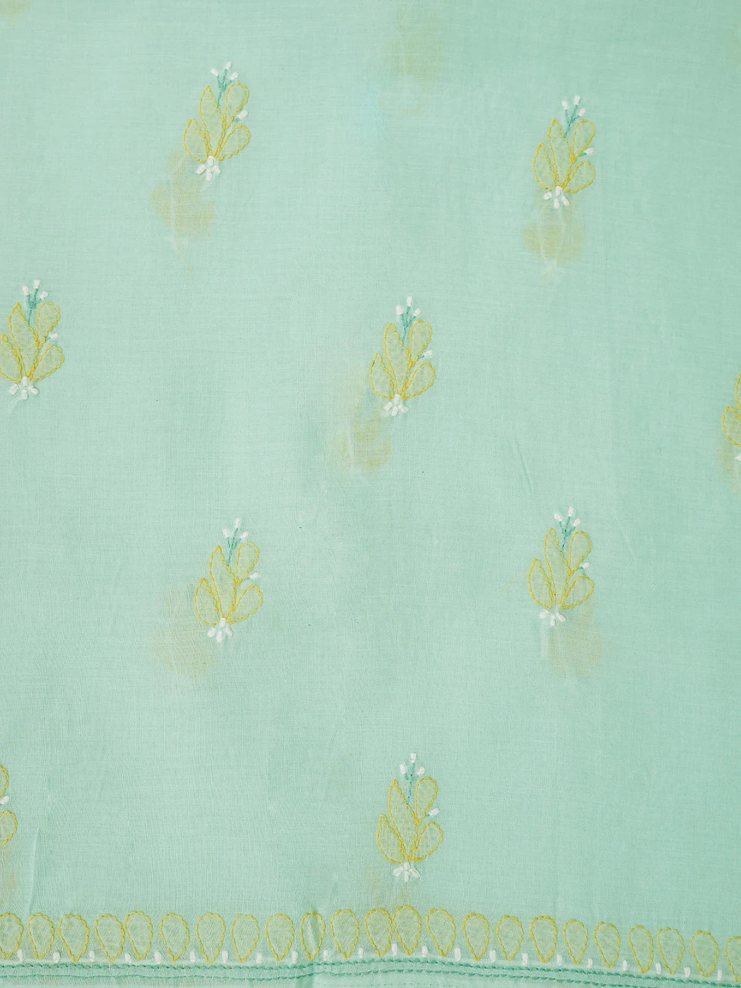 Ada Hand Embroidered Sea Green Cotton Lucknowi Chikankari Unstitched Suit Piece 01A819234