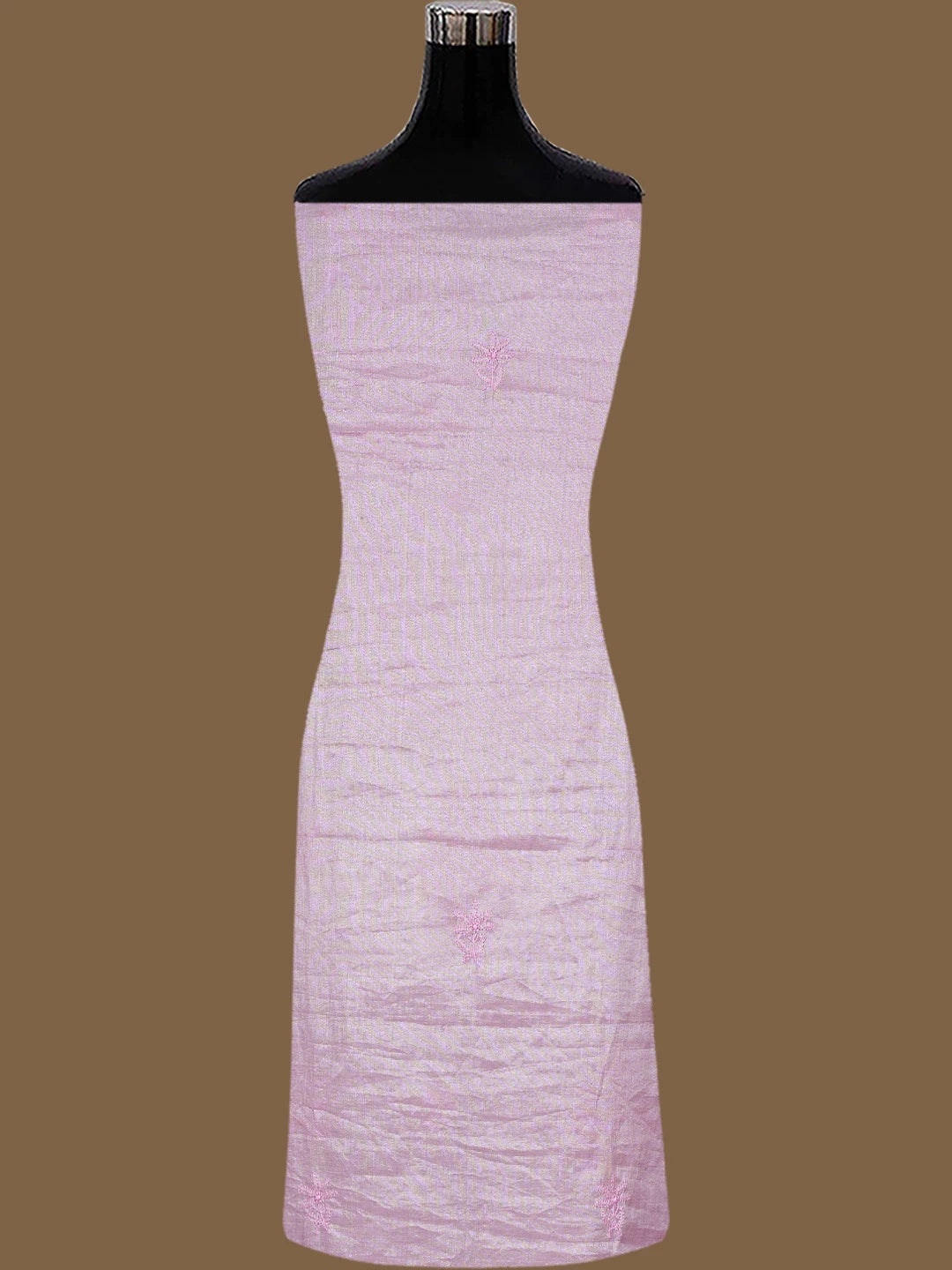Ada Hand Embroidered Pink Tissue Lucknowi Chikankari Unstitched Kurta Dupatta Set 01A793995