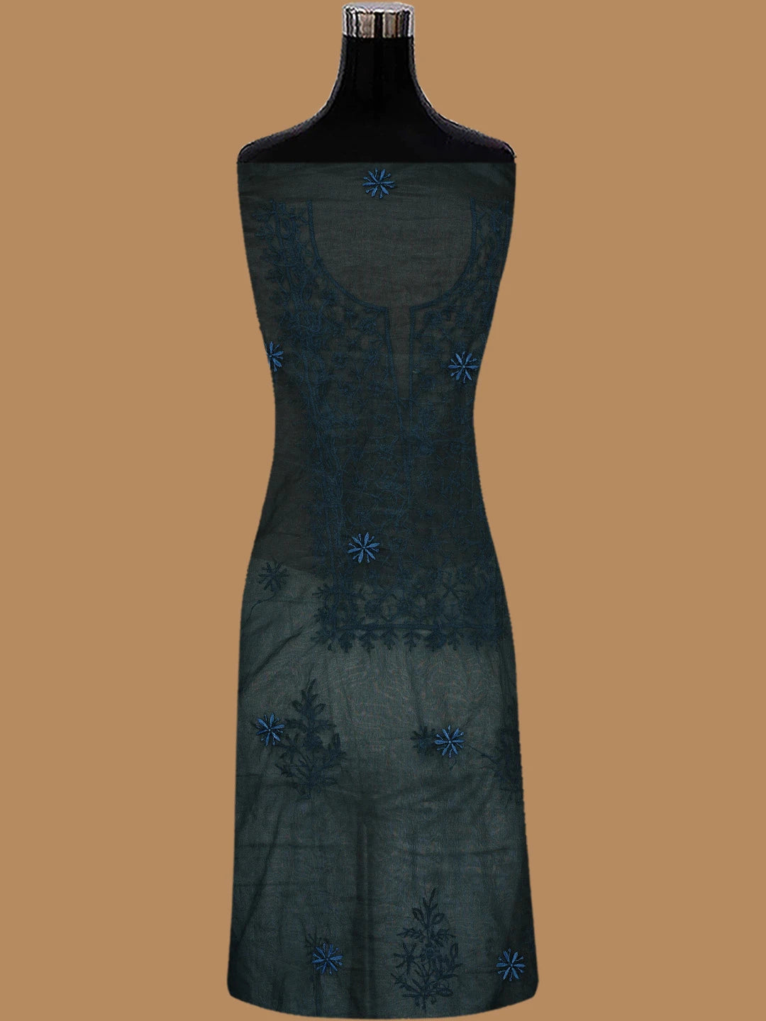Ada Hand Embroidered Black Organza Lucknowi Chikankari Unstitched Kurta Dupatta Set 01A802358