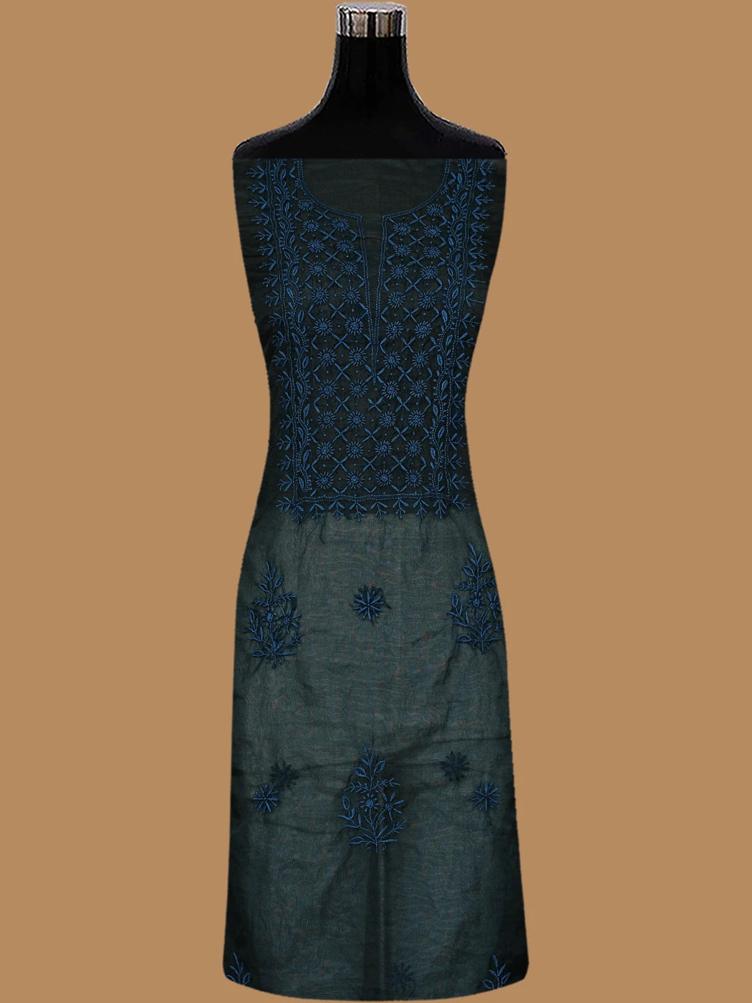 Ada Hand Embroidered Black Organza Lucknowi Chikankari Unstitched Kurta Dupatta Set 01A802358