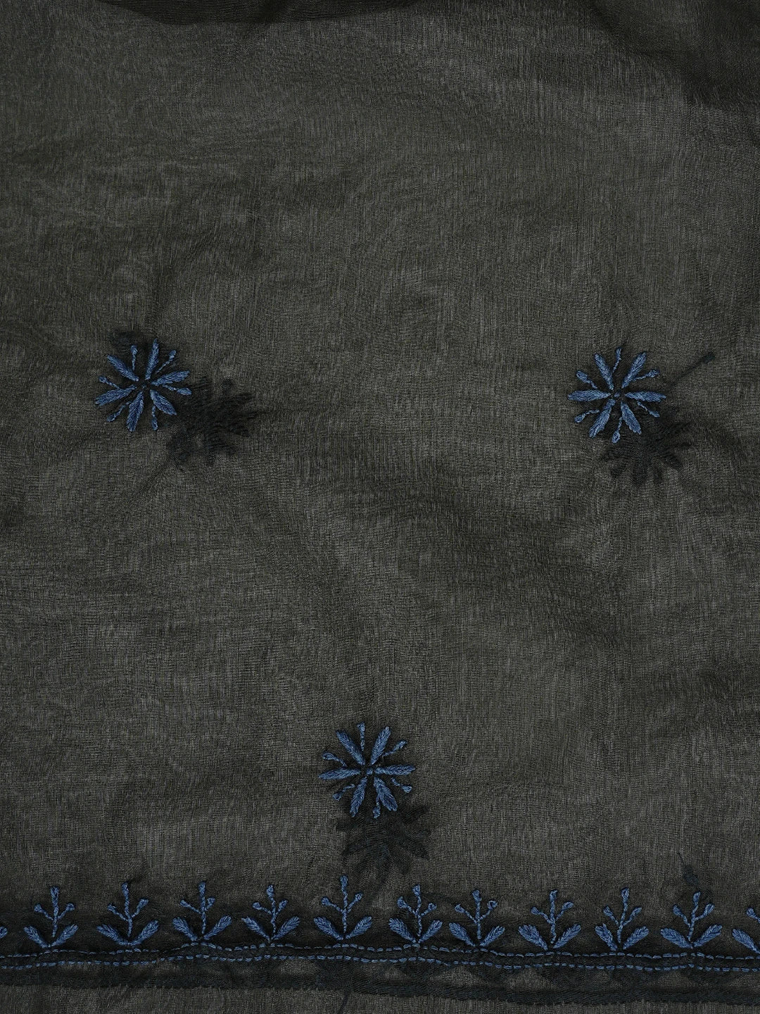 Ada Hand Embroidered Black Organza Lucknowi Chikankari Unstitched Kurta Dupatta Set 01A802358