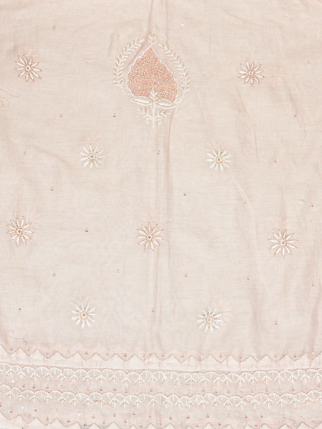 Ada Hand Embroidered Heather Peach Chanderi Lucknowi Chikankari Semi-Stitched Kurta Dupatta Set With Cutdana  Work 01A639537