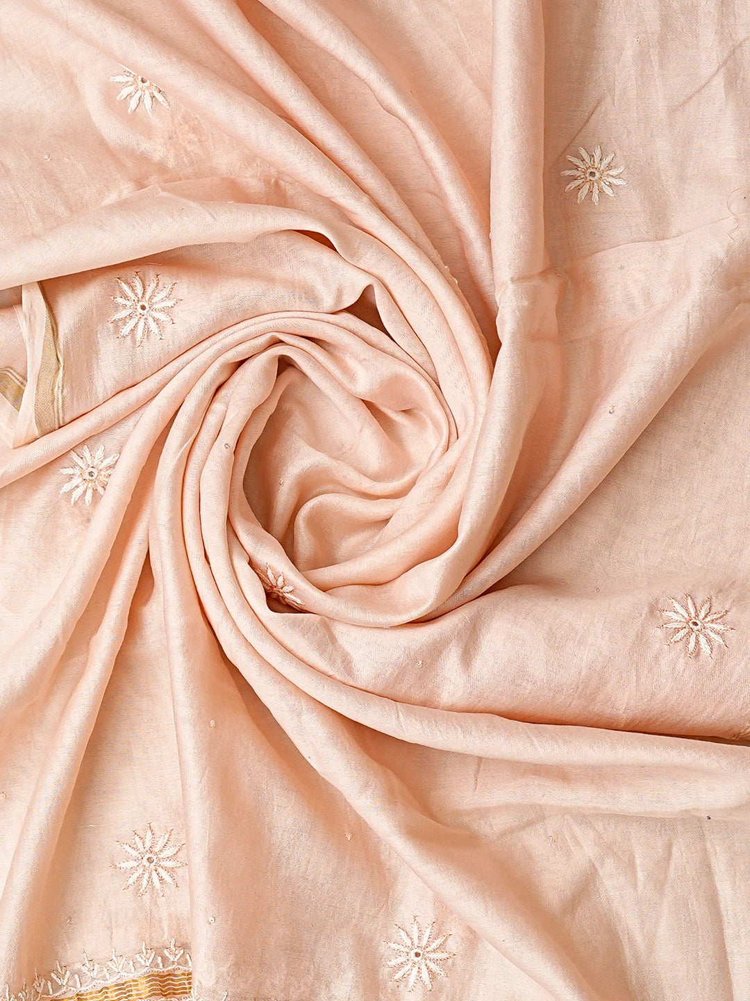 Ada Hand Embroidered Heather Peach Chanderi Lucknowi Chikankari Semi-Stitched Kurta Dupatta Set With Cutdana  Work 01A639537