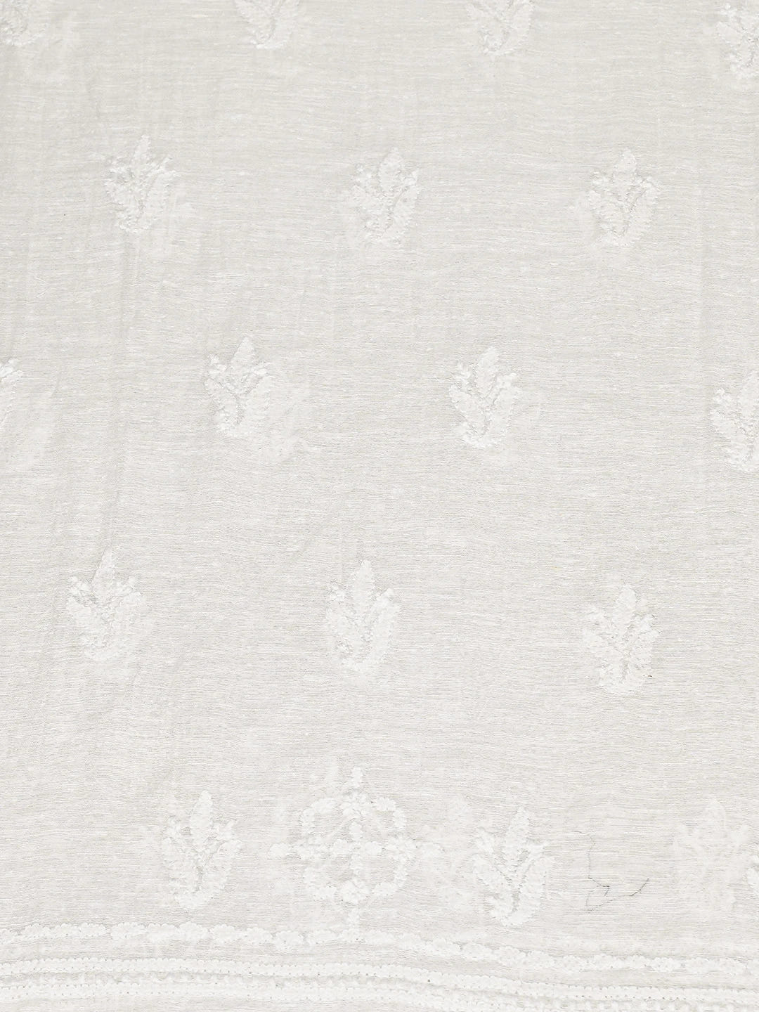 Ada Hand Embroidered White Chanderi Lucknowi Chikankari Unstitched Kurta Dupatta Set 01A384941