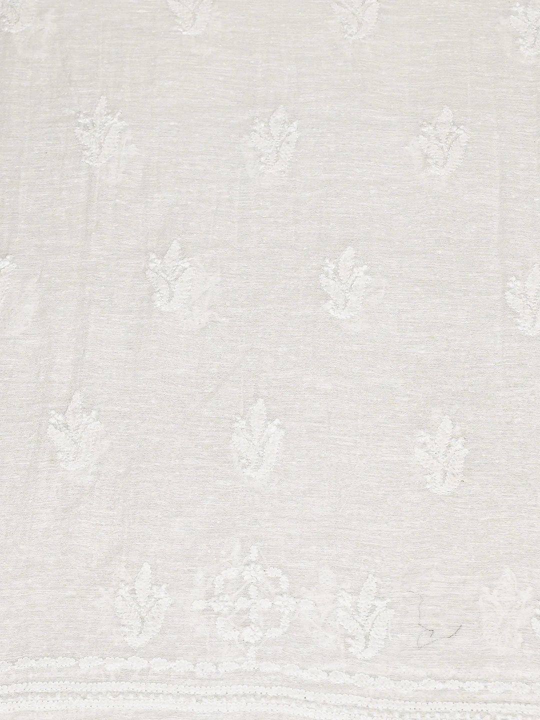 Ada Hand Embroidered White Chanderi Lucknowi Chikankari Unstitched Kurta Dupatta Set 01A384941