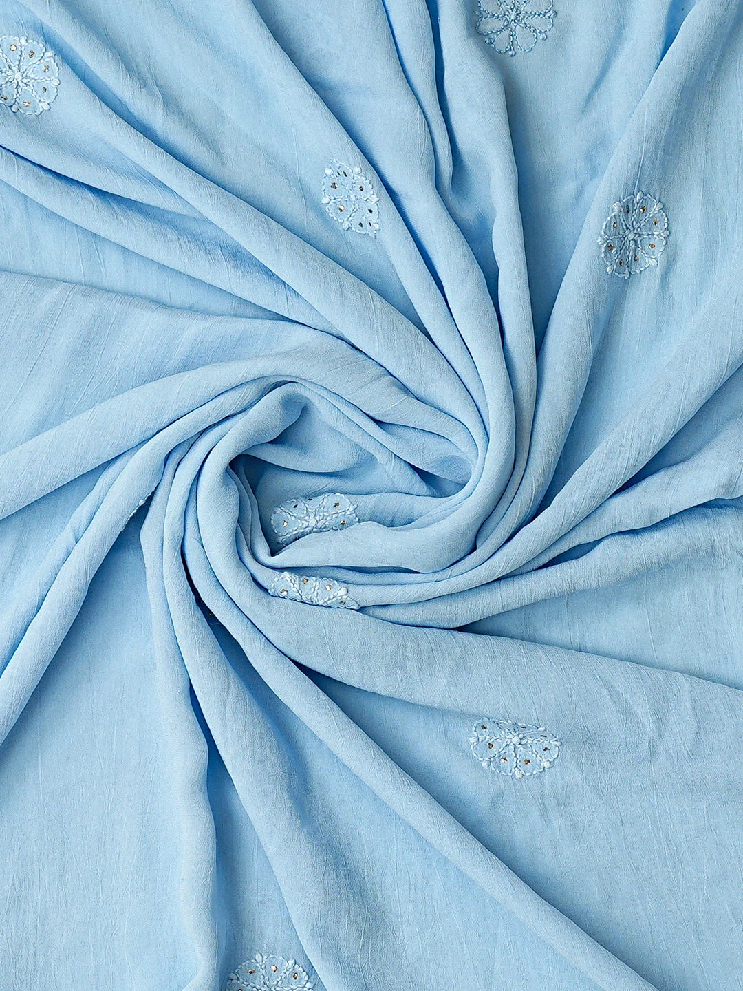 Ada Hand Embroidered Blue Viscose Georgette Lucknowi Chikankari Unstitched Kurta Dupatta Set With Mukaish Work 01A815255