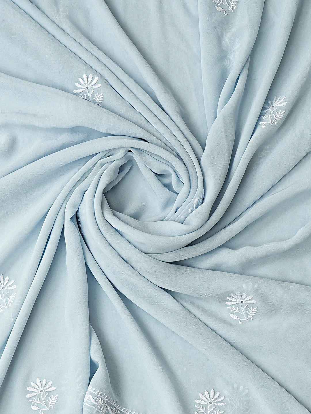 Ada Hand Embroidered Pastel Blue Pure Georgette Lucknowi Chikankari Unstitched Kurta Dupatta Set 01A781947