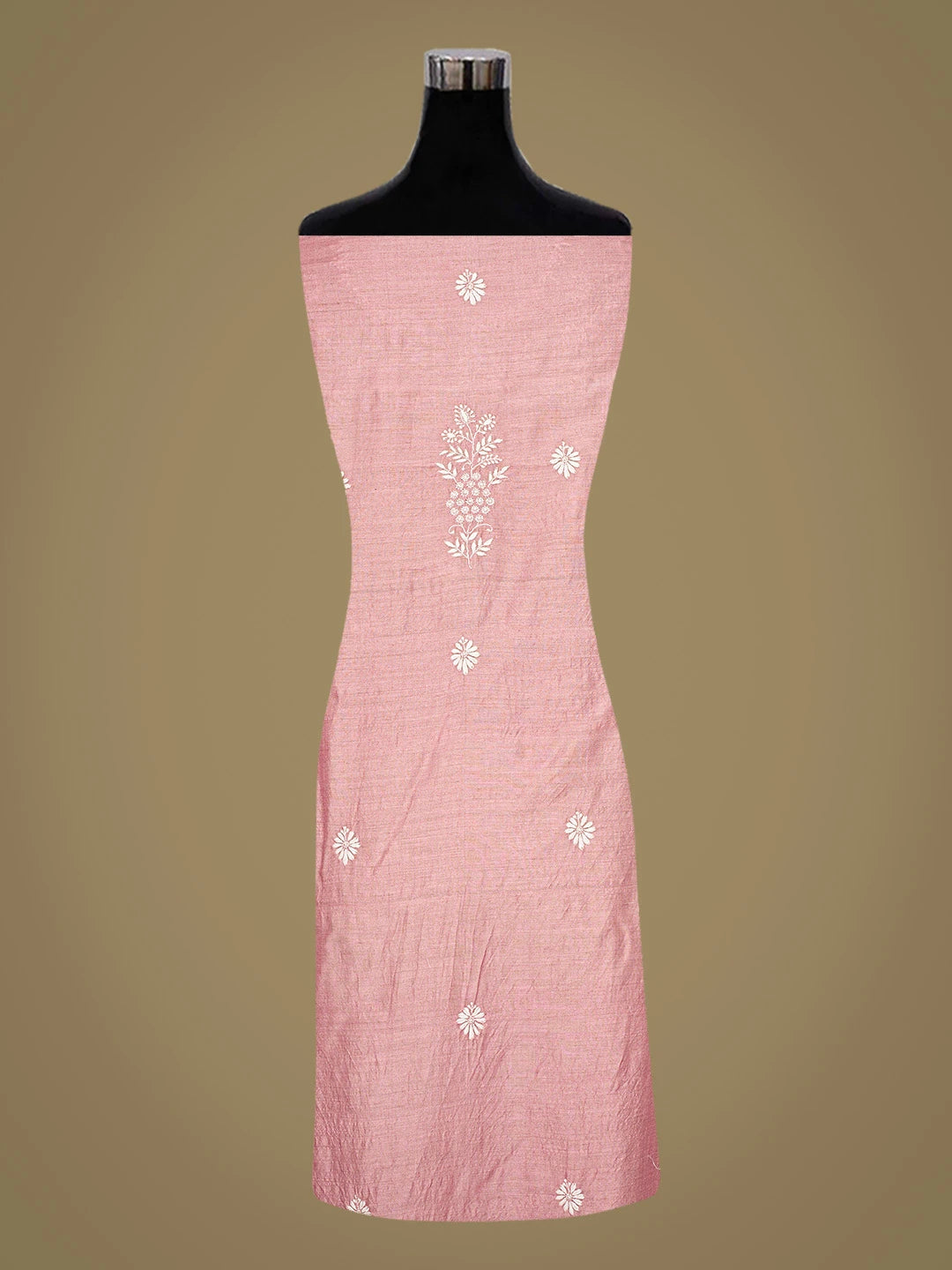 Ada Hand Embroidered Puce Pink Moonga Silk Lucknowi Chikankari Unstitched Kurta Dupatta Set 01A727364
