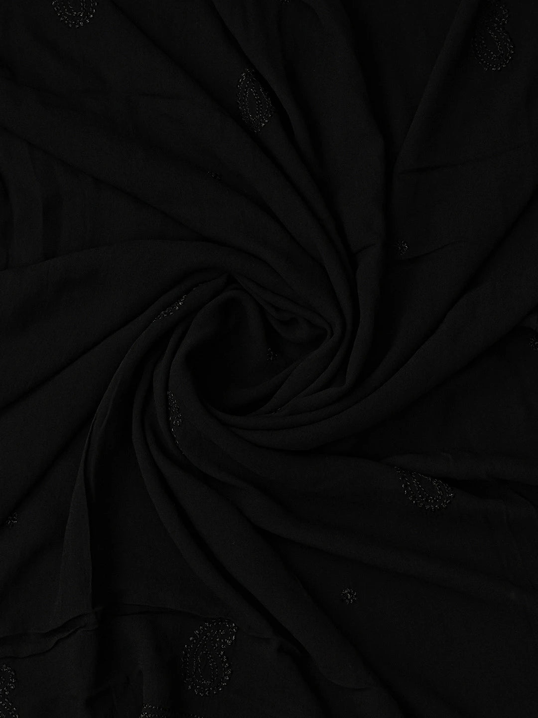 Ada Hand Embroidered Black Viscose Georgette Lucknowi Chikankari Unstitched Kurta Dupatta Set 01A809933