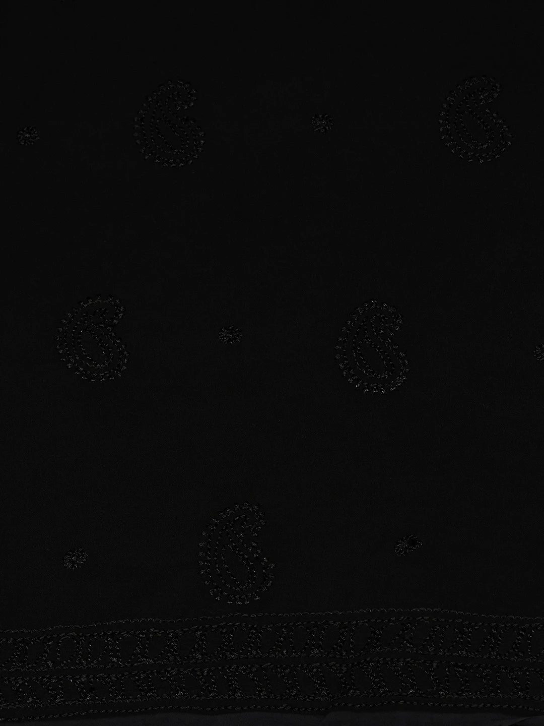 Ada Hand Embroidered Black Viscose Georgette Lucknowi Chikankari Unstitched Kurta Dupatta Set 01A809933