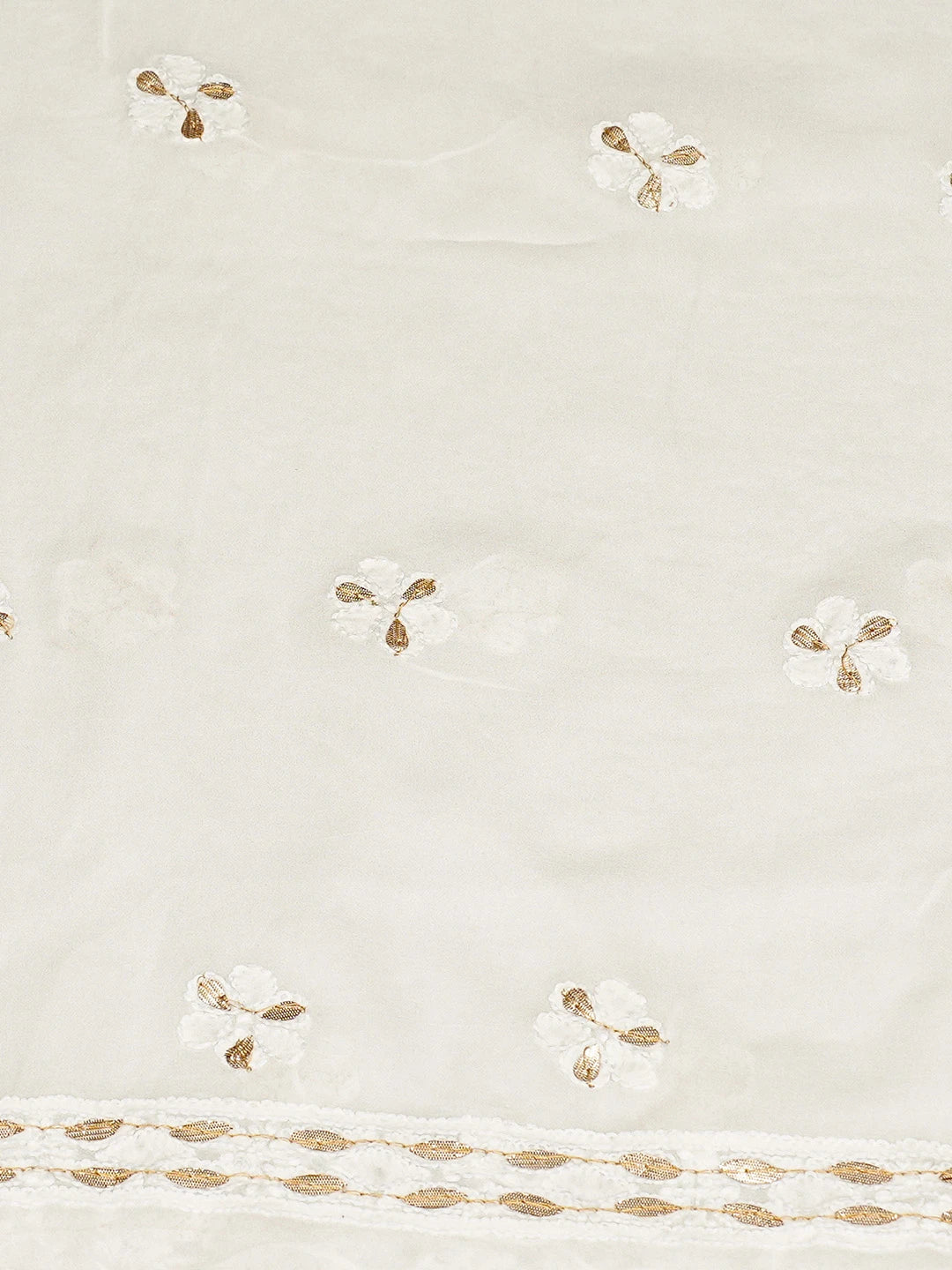 Ada Hand Embroidered White Viscose Georgette Lucknowi Chikankari Unstitched Kurta Dupatta Set With Gotapatti Work 01A808547