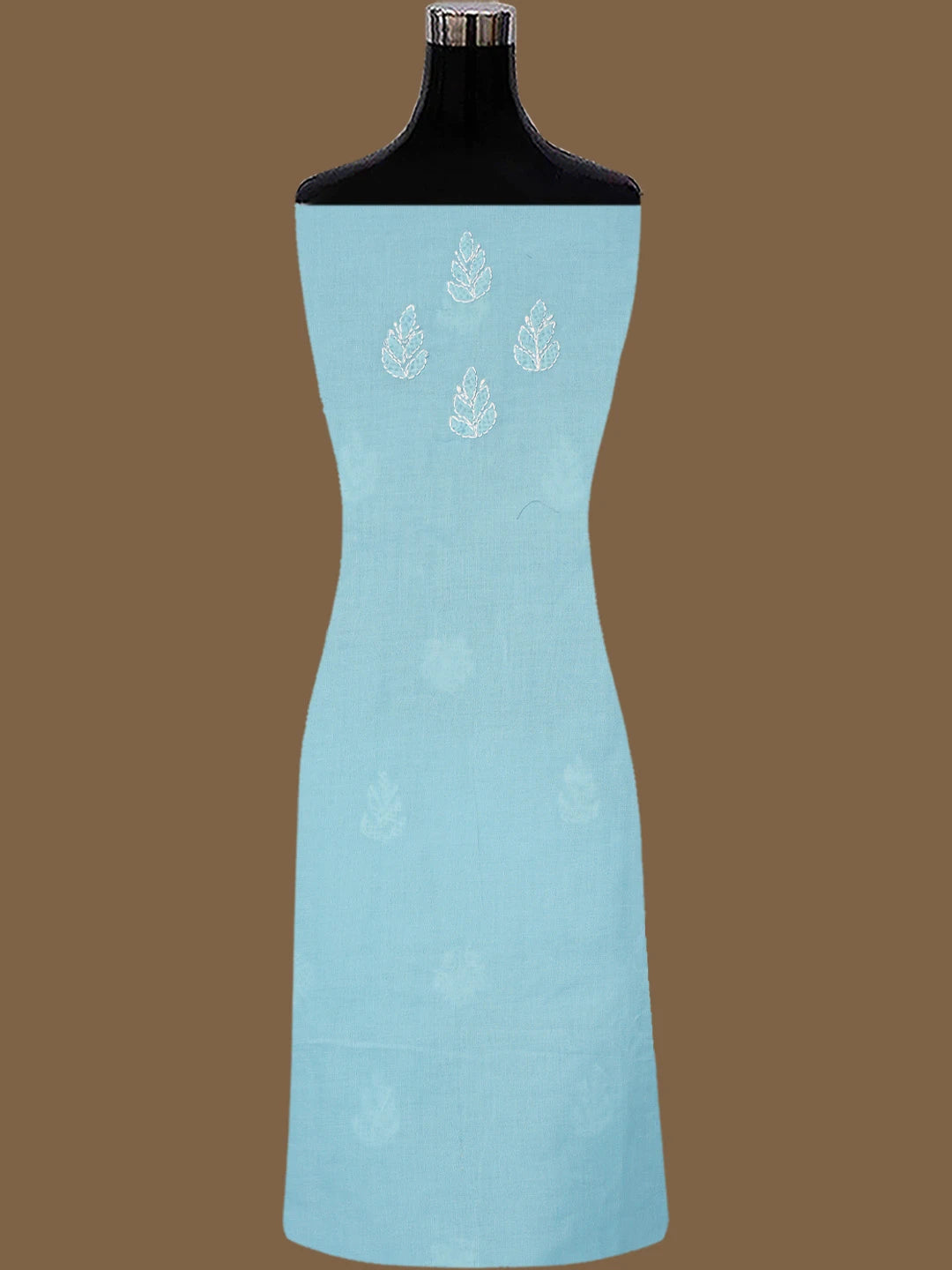 Ada Hand Embroidered Blue Cotton Lucknowi Chikankari Unstitched Suit Piece 01A818702