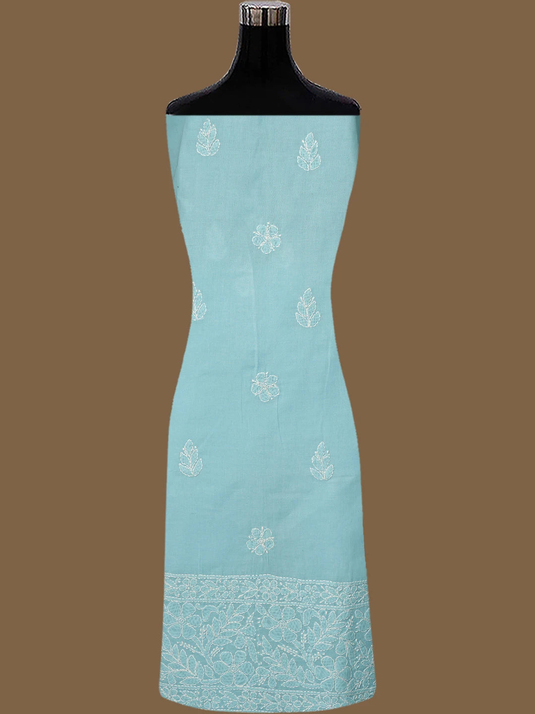 Ada Hand Embroidered Blue Cotton Lucknowi Chikankari Unstitched Suit Piece 01A818702