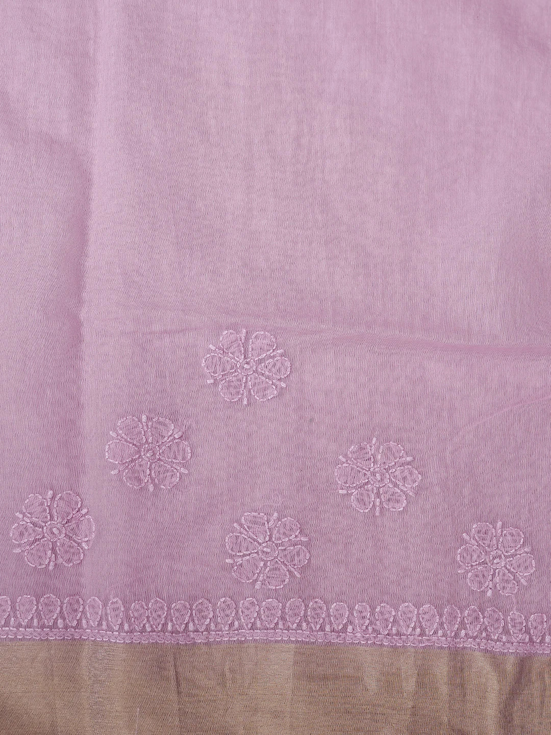 Ada Hand Embroidered Lavender Chanderi Lucknowi Chikankari Saree With Blouse 01A794464