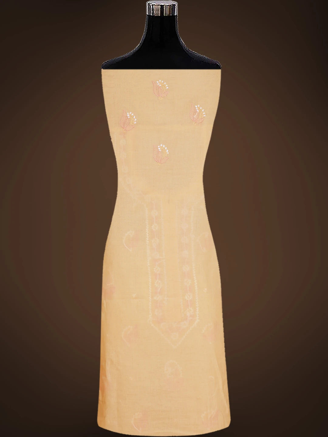 Ada Hand Embroidered Fawn Cotton Lucknowi Chikankari Unstitched Suit Piece 08A500394