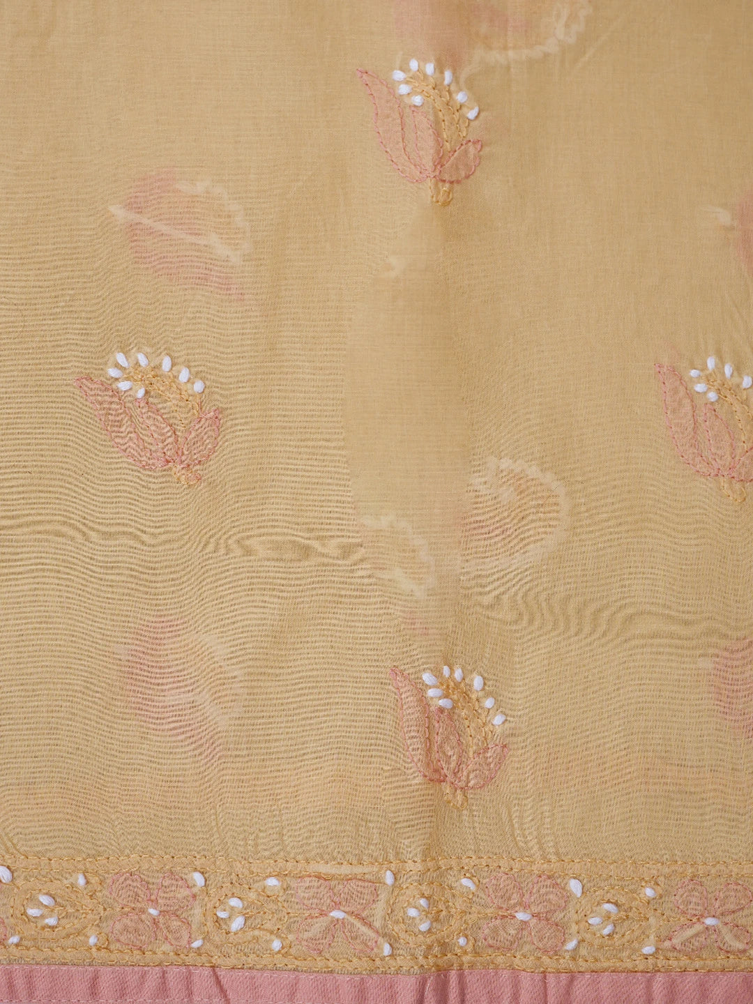 Ada Hand Embroidered Fawn Cotton Lucknowi Chikankari Unstitched Suit Piece 08A500394