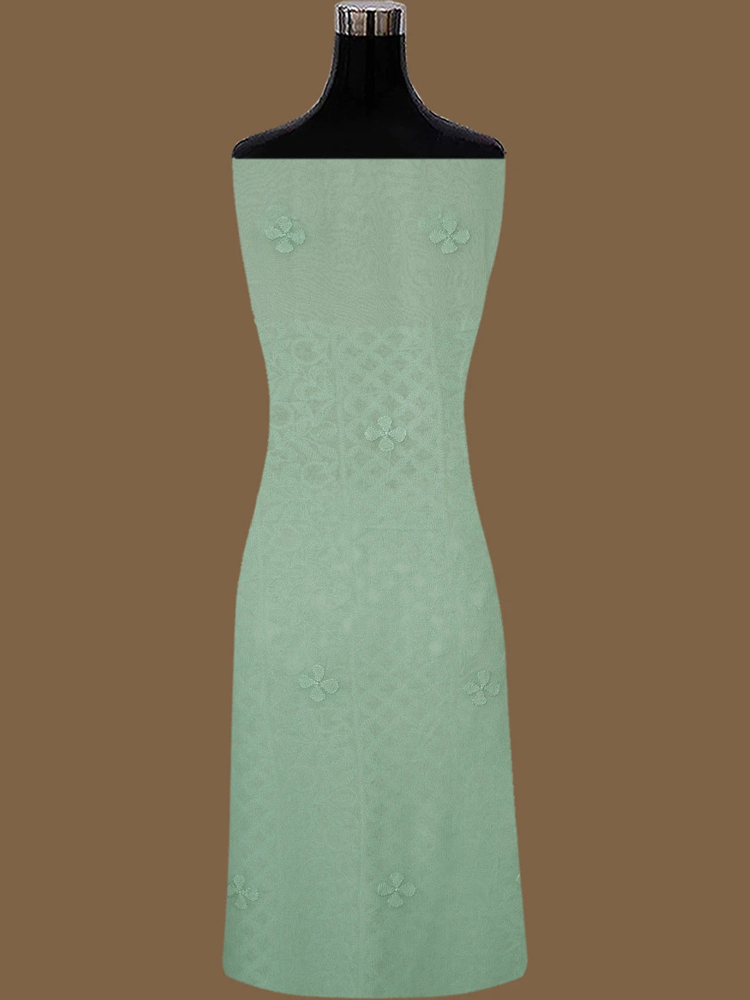 Ada Hand Embroidered Mint Green Viscose Georgette Lucknowi Chikankari Unstitched Kurta Dupatta Set 01A811763
