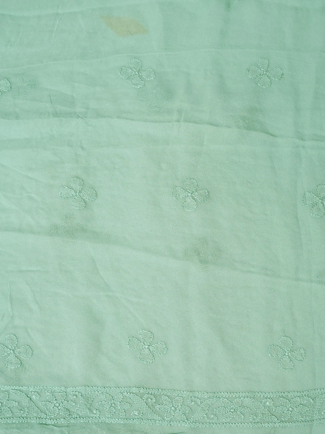 Ada Hand Embroidered Mint Green Viscose Georgette Lucknowi Chikankari Unstitched Kurta Dupatta Set 01A811763