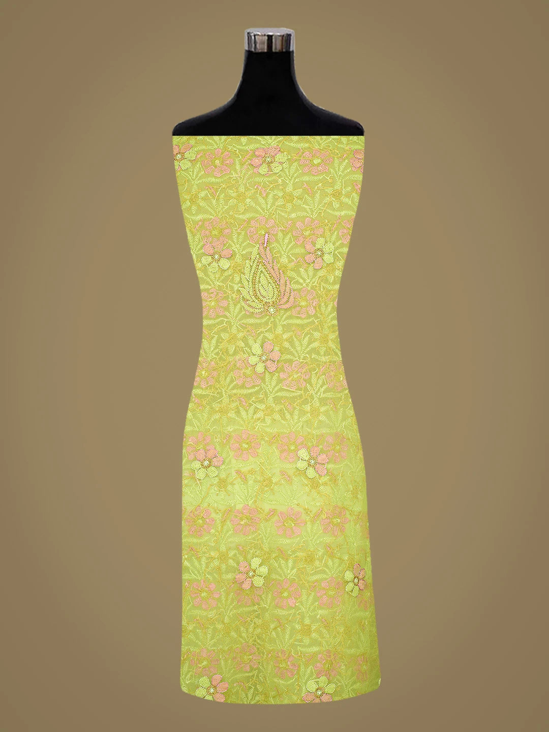 Ada Hand Embroidered Lime Green Georgette Lucknowi Chikankari Unstitched Suit Piece 01A799915