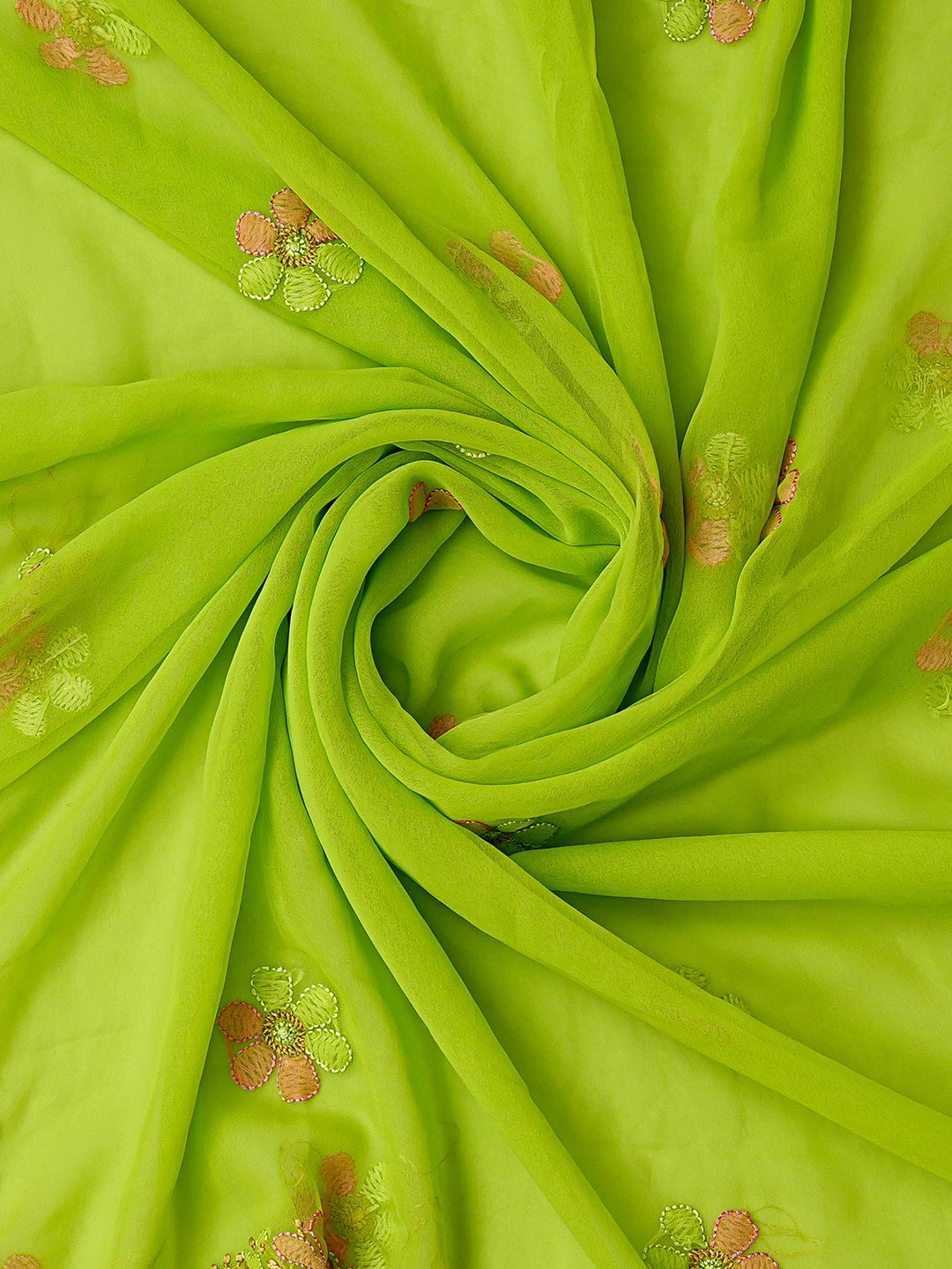 Ada Hand Embroidered Lime Green Georgette Lucknowi Chikankari Unstitched Suit Piece 01A799915