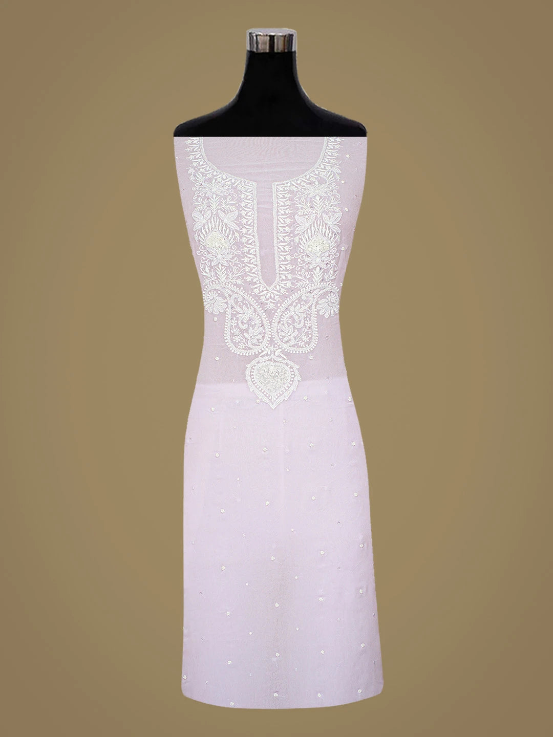 Ada Hand Embroidered Lavender Viscose Georgette Lucknowi Chikankari Unstitched Kurta Dupatta Set With Cutdana Work 01A804399
