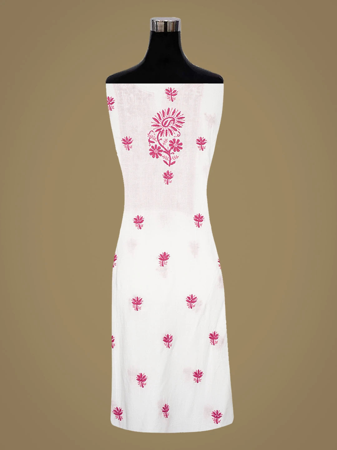 Ada Hand Embroidered White Modal Lucknowi Chikankari Semi-Stitched Kurta Piece 01A614043