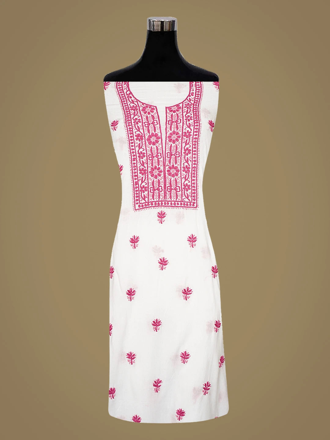 Ada Hand Embroidered White Modal Lucknowi Chikankari Semi-Stitched Kurta Piece 01A614043