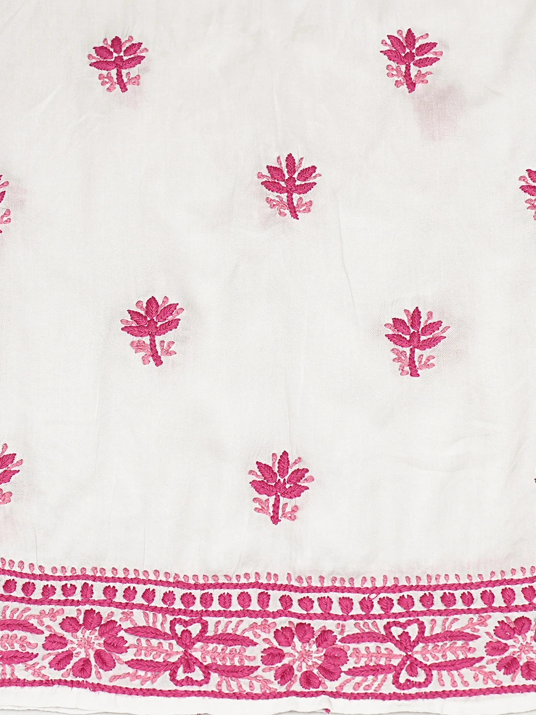 Ada Hand Embroidered White Modal Lucknowi Chikankari Semi-Stitched Kurta Piece 01A614043