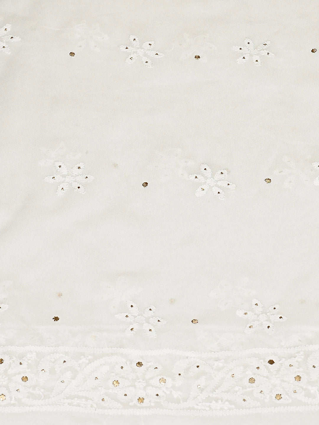 Ada Hand Embroidered White Viscose Georgette Lucknowi Chikankari Unstitched Kurta Dupatta Set With Mukaish Work 01A812571