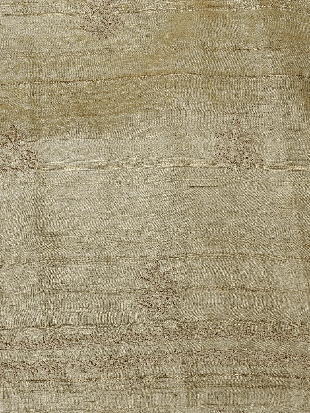Ada Hand Embroidered Fawn Tussar Silk Lucknowi Chikankari Unstitched Kurta Dupatta Set 01A817736