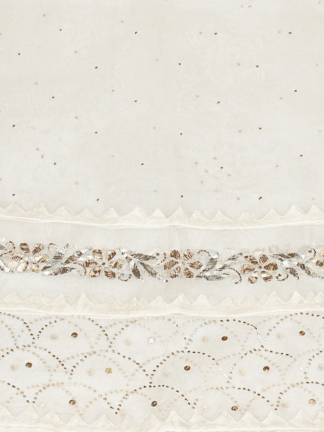 Ada Hand Embroidered White Organza Lucknowi Chikankari Unstitched Kurta Dupatta Set With Mukaish Work 01A723493