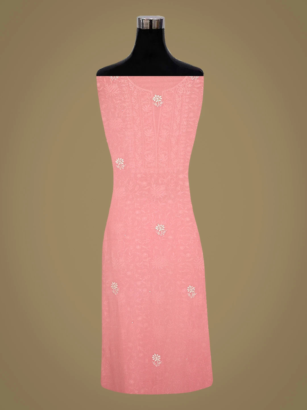 Ada Hand Embroidered Pink Viscose Georgette Lucknowi Chikankari Unstitched Kurta Dupatta Set With Cutdana Work 01A741706