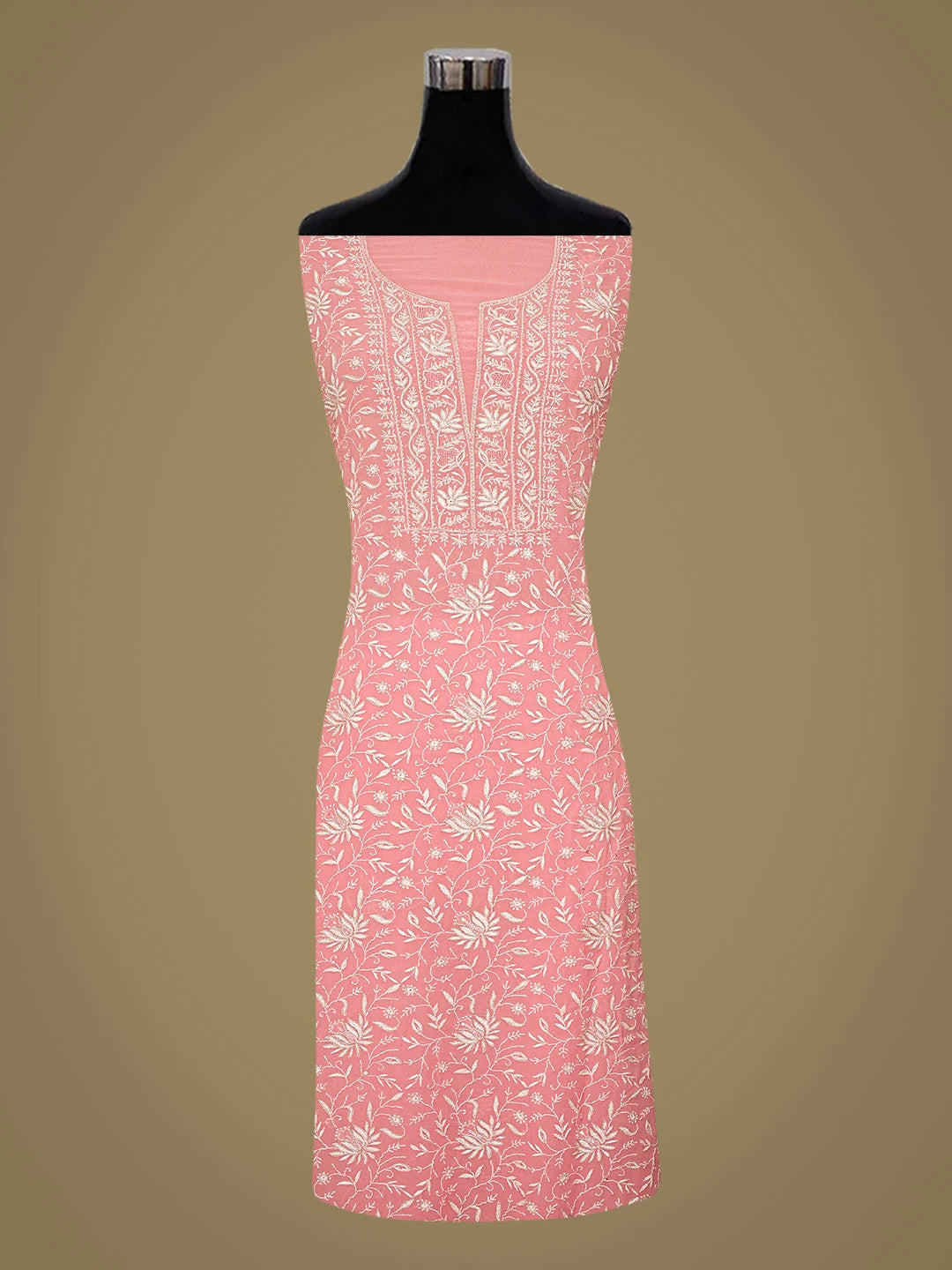 Ada Hand Embroidered Pink Viscose Georgette Lucknowi Chikankari Unstitched Kurta Dupatta Set With Cutdana Work 01A741706