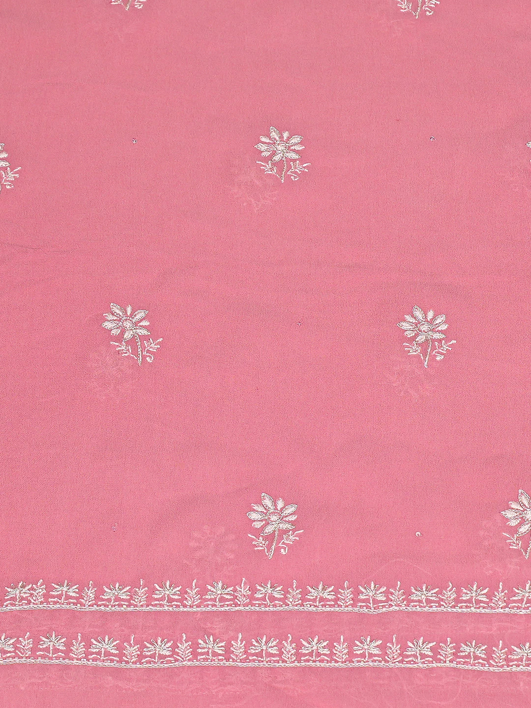 Ada Hand Embroidered Pink Viscose Georgette Lucknowi Chikankari Unstitched Kurta Dupatta Set With Cutdana Work 01A741706