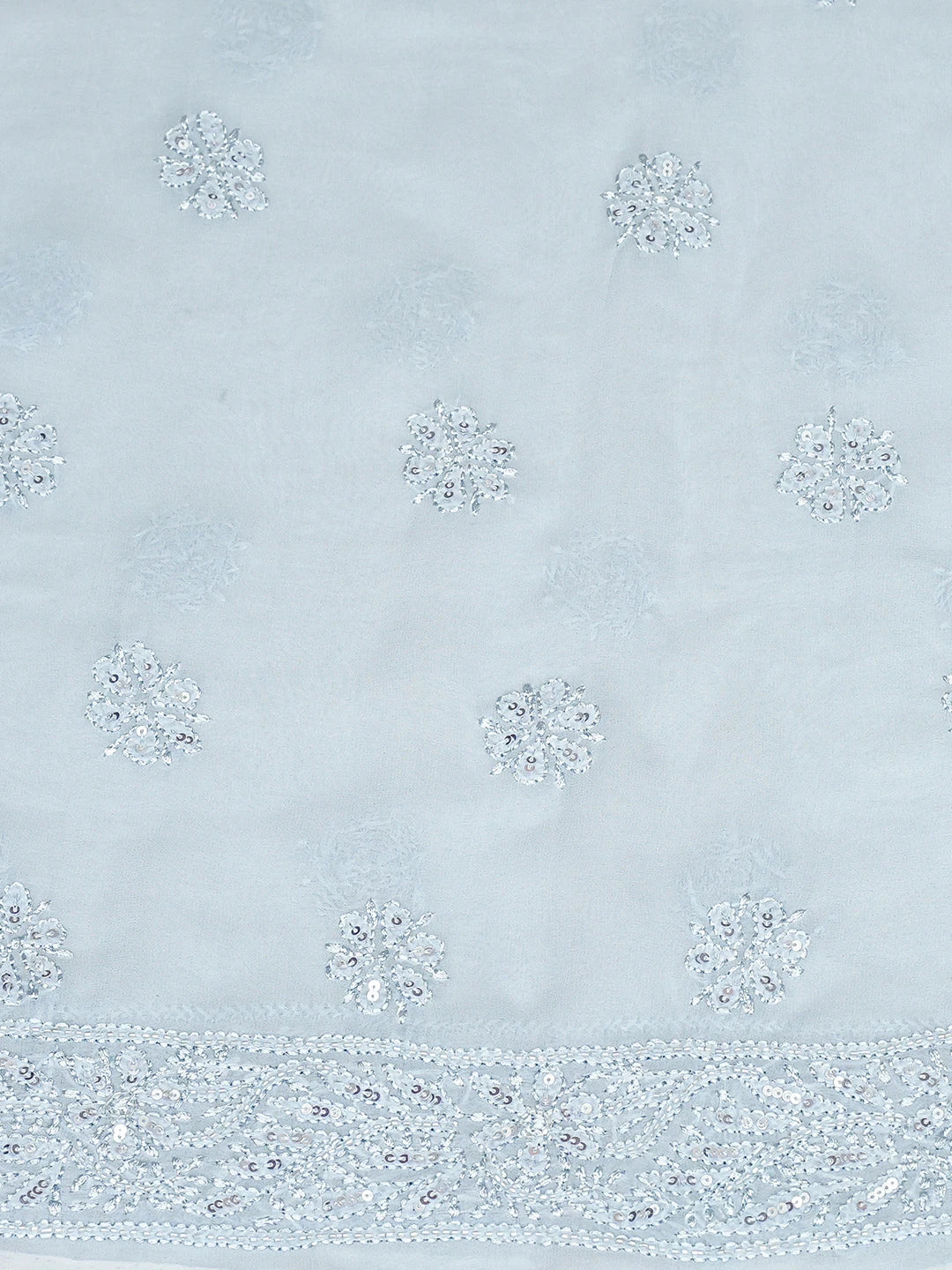 Ada Hand Embroidered Sky Blue Viscose Georgette Lucknowi Chikankari Unstitched Kurta Dupatta Set With Cutdana Work 01A765974