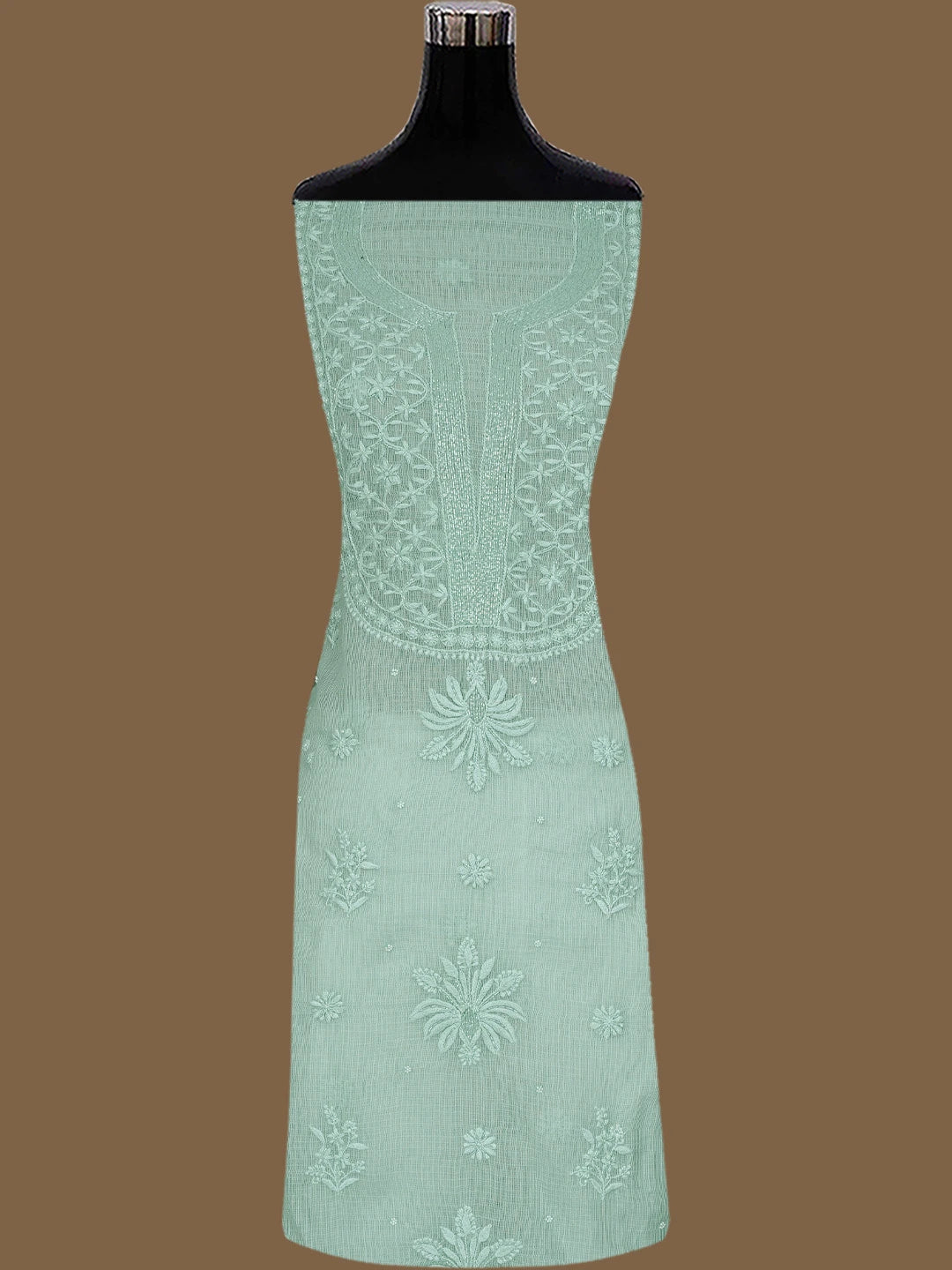 Ada Hand Embroidered Pista Green Kota Lucknowi Chikankari Unstitched Suit Piece With Cutdana Work 01A825285