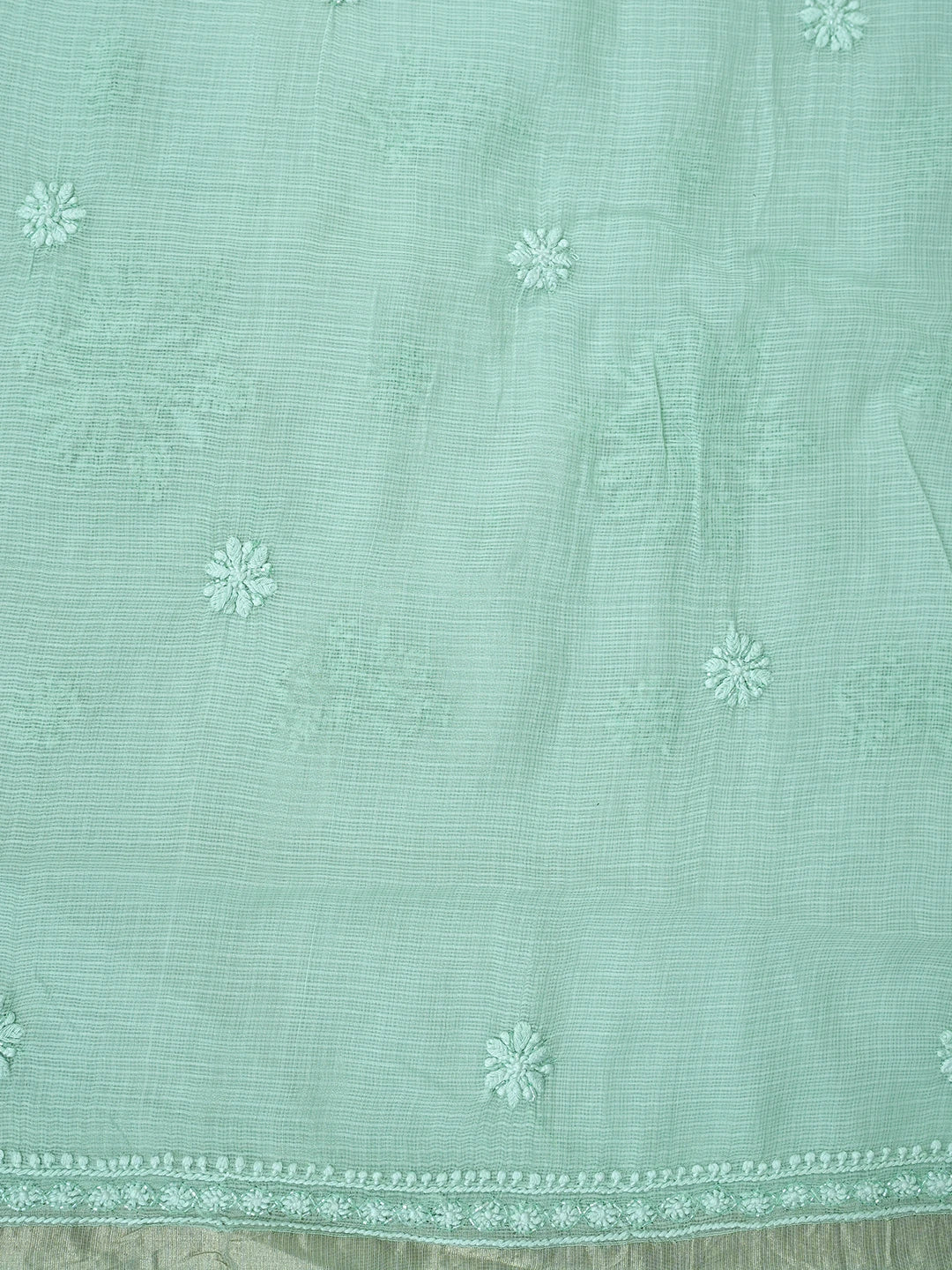 Ada Hand Embroidered Pista Green Kota Lucknowi Chikankari Unstitched Suit Piece With Cutdana Work 01A825285