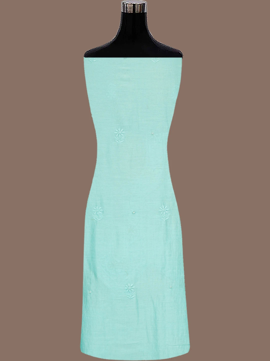 Ada Hand Embroidered Sky Blue Chanderi Lucknowi Chikankari Unstitched Kurta Dupatta Set With Cutdana Work 01A821897