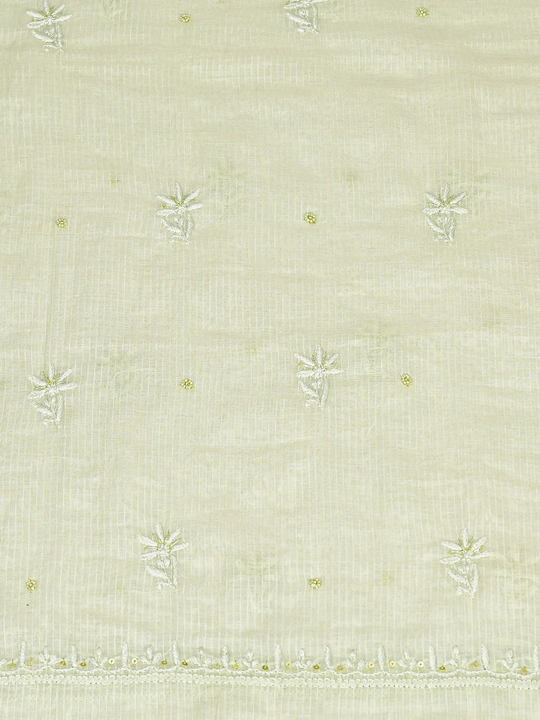 Ada Hand Embroidered Pista Green Chanderi Lucknowi Chikankari Unstitched Kurta Dupatta Set With Cutdana Work 01A821894