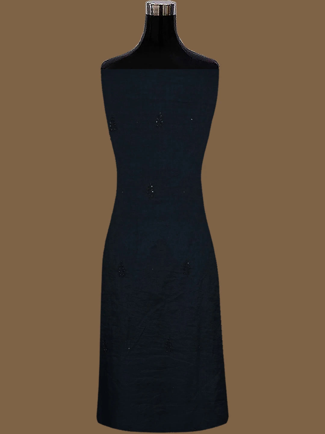 Ada Hand Embroidered Black Chanderi Lucknowi Chikankari Unstitched Kurta Dupatta Set With Cutdana Work 01A780341