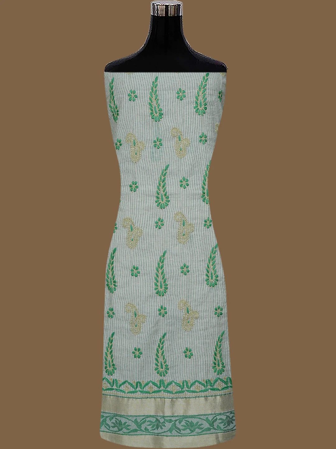 Ada Hand Embroidered Fawn Chanderi Lucknowi Chikankari Unstitched Suit Piece A564452
