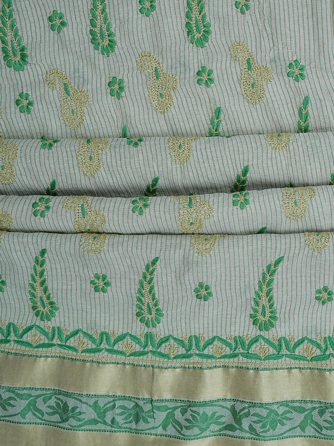 Ada Hand Embroidered Fawn Chanderi Lucknowi Chikankari Unstitched Suit Piece A564452