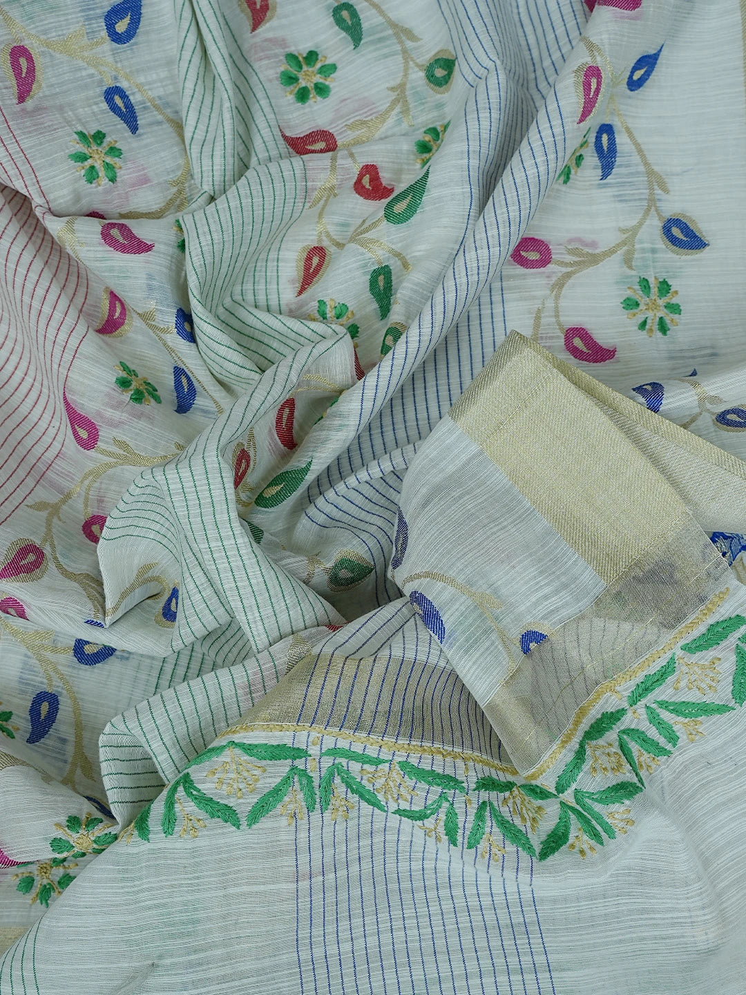 Ada Hand Embroidered Fawn Chanderi Lucknowi Chikankari Unstitched Suit Piece A564452