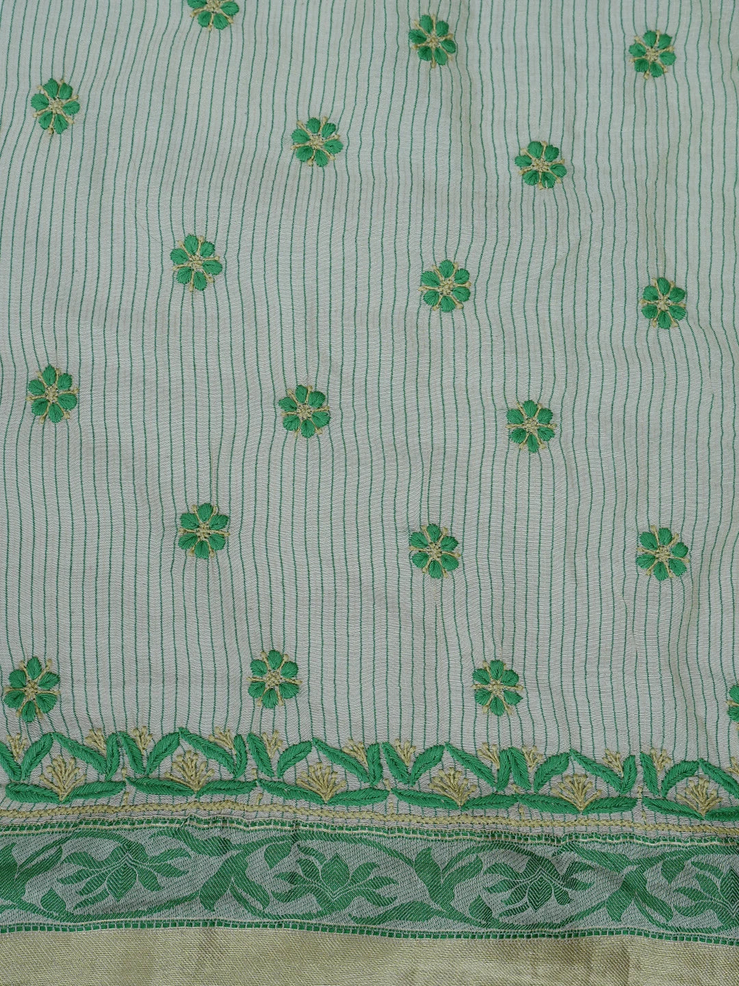 Ada Hand Embroidered Fawn Chanderi Lucknowi Chikankari Unstitched Suit Piece A564452
