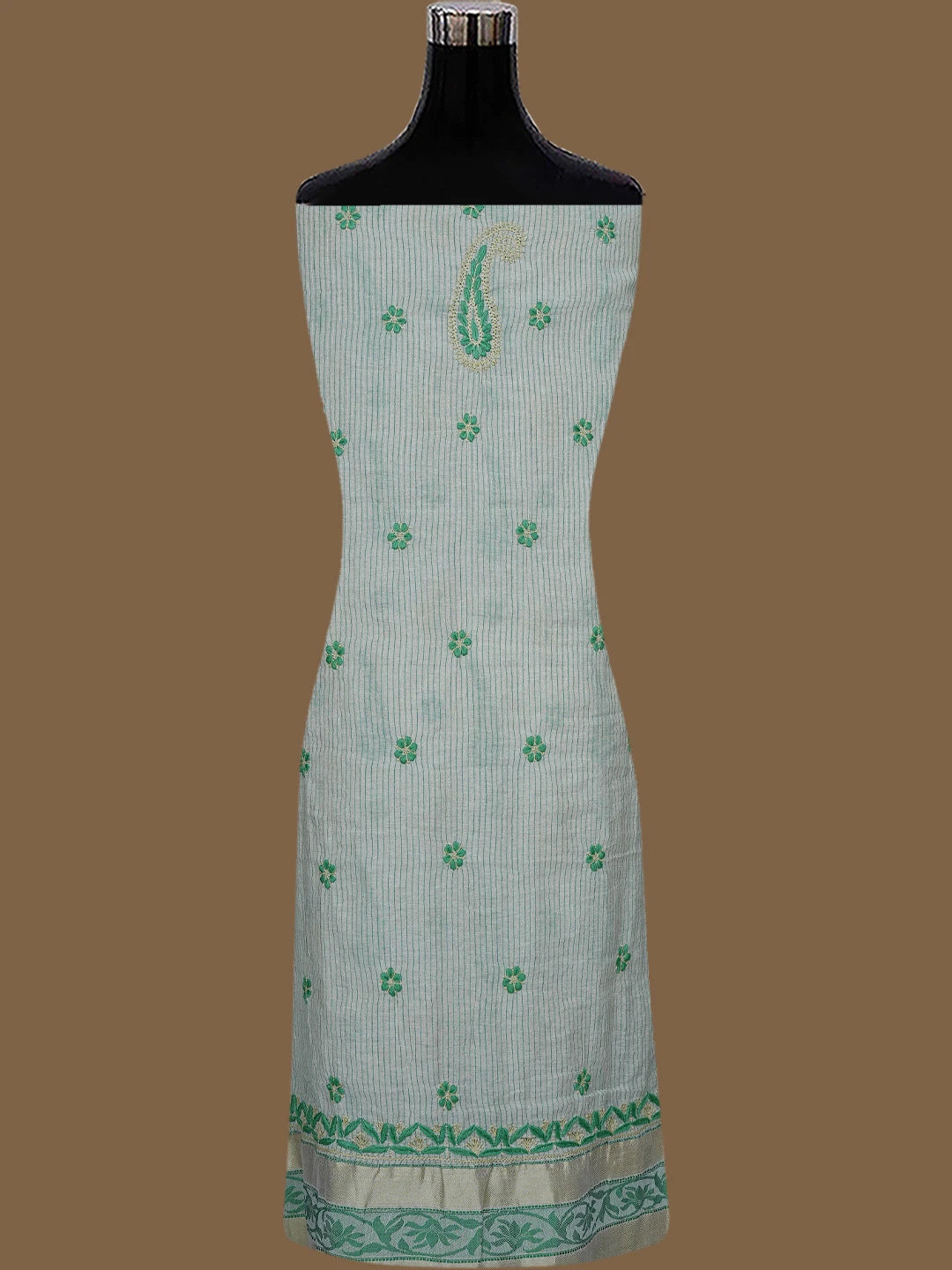 Ada Hand Embroidered Fawn Chanderi Lucknowi Chikankari Unstitched Suit Piece A564452